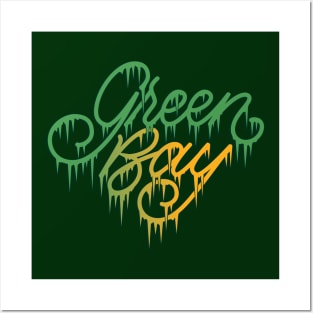 Green Bay Cold Icicle Lettering Posters and Art